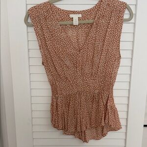 H&M Brown Patterned Sleeveless Blouse